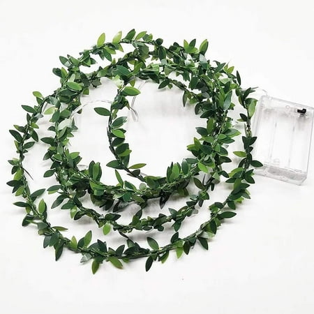 Green Garland Tiny Leaf Vine String Light Function Wedding Party Christmas Holiday Patio Decoration Battery Operated