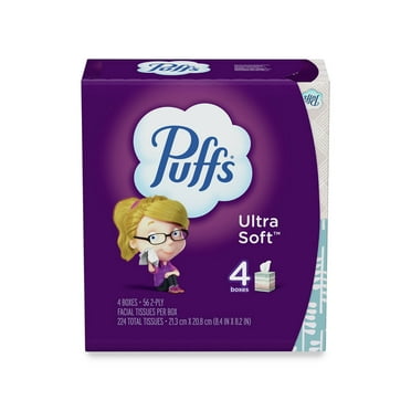 Puffs Puffs Ultra Soft Non-Lotion Facial Tissue, 4 Cubes, 56 Facial Tissues per Cube