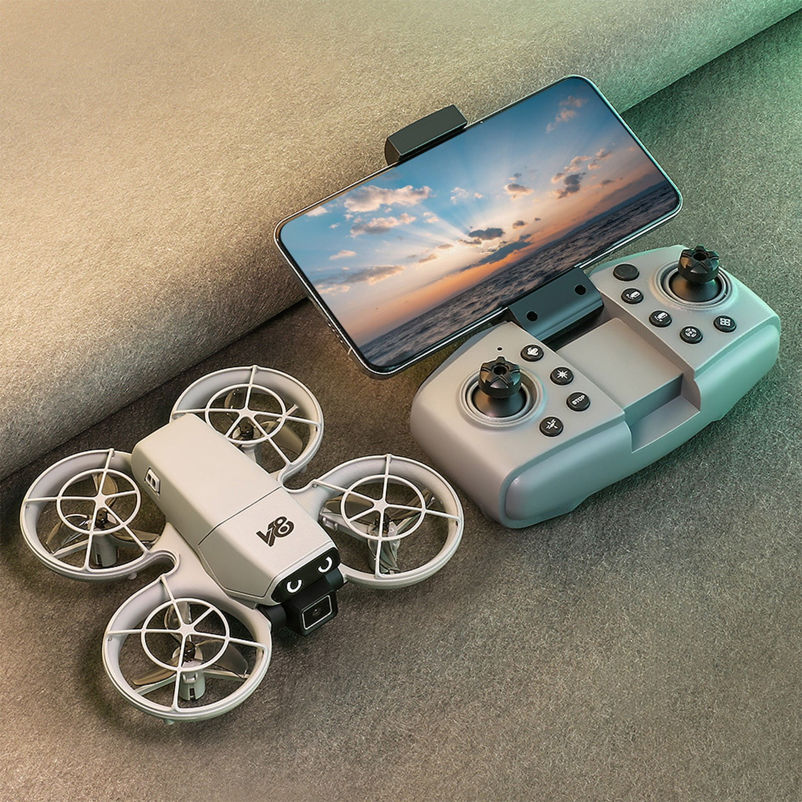 Drone with ESC Camera And Cool Light, 360°stunt roll, One Click Takeoff And Landing,Altitude Hold Headless Mode, Gifts for Children And Adults