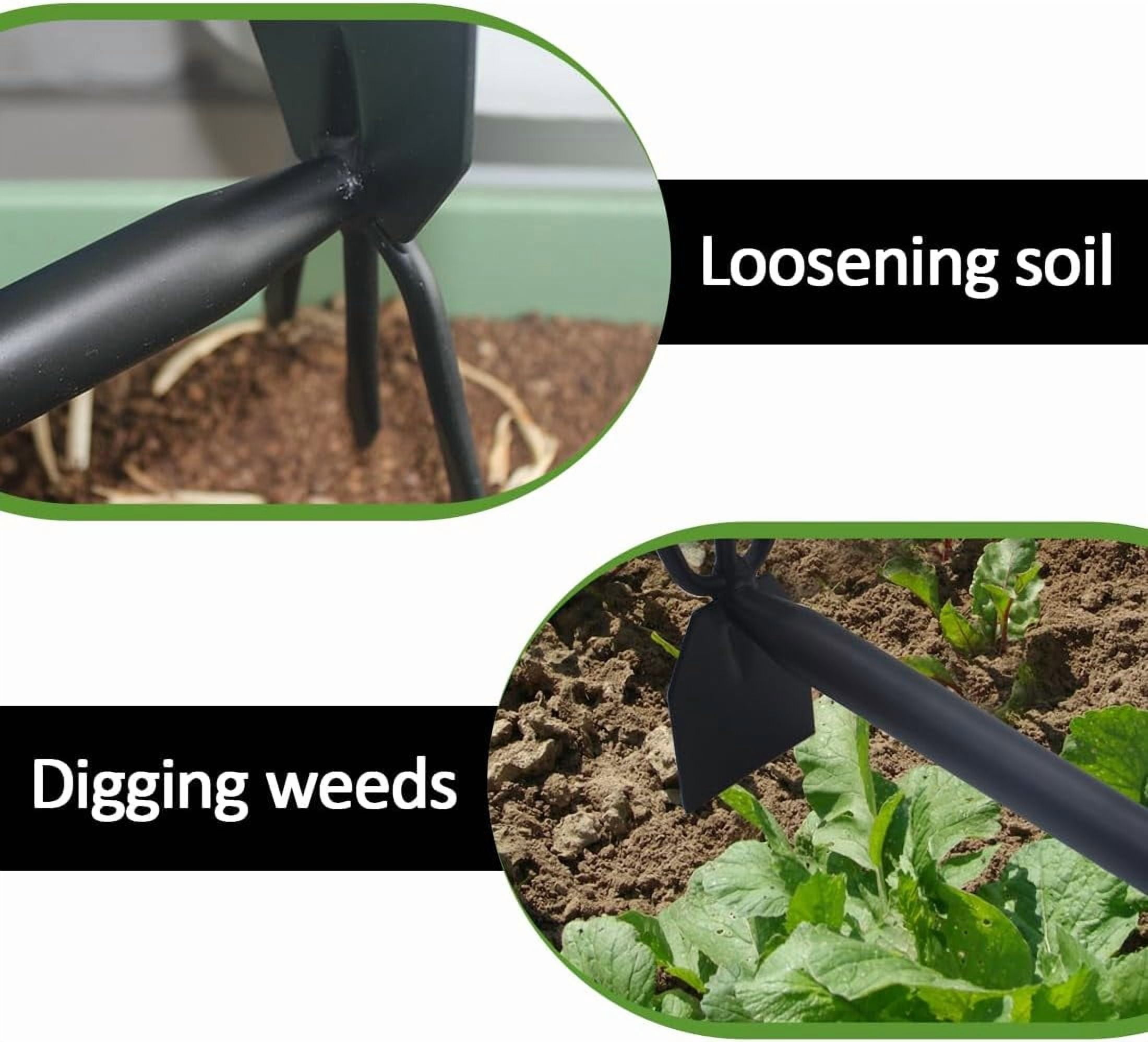 Garden Hoe and Cultivator, Long Heavy Duty Hand with Tiller, 2 Section Handle, Carbon Steel Blade, Cultivator Tools for Loosening Soil, Digging