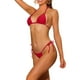 thumbnail image 4 of Conjuntos de bikini de dos piezas con tirantes para mujer, parte inferior de triángulo con cordón, trajes de baño básicos, rojo grande, 4 of 5