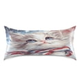 thumbnail image 3 of Haosy Satin Pillowcase for Hair and Skin Standard Cooling Silk Pillow Case with Envelope Closure White Cat with American Flag 20"x26", 3 of 9
