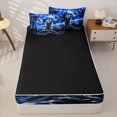thumbnail image 4 of Manfei Rustic Wolf Zipper Full Size Comforter Sets with Fitted Sheet and 2 Pillowcases,Mystic Woodland Zipper Bedding Set,Blue,Black Reversible,4pcs, 4 of 8