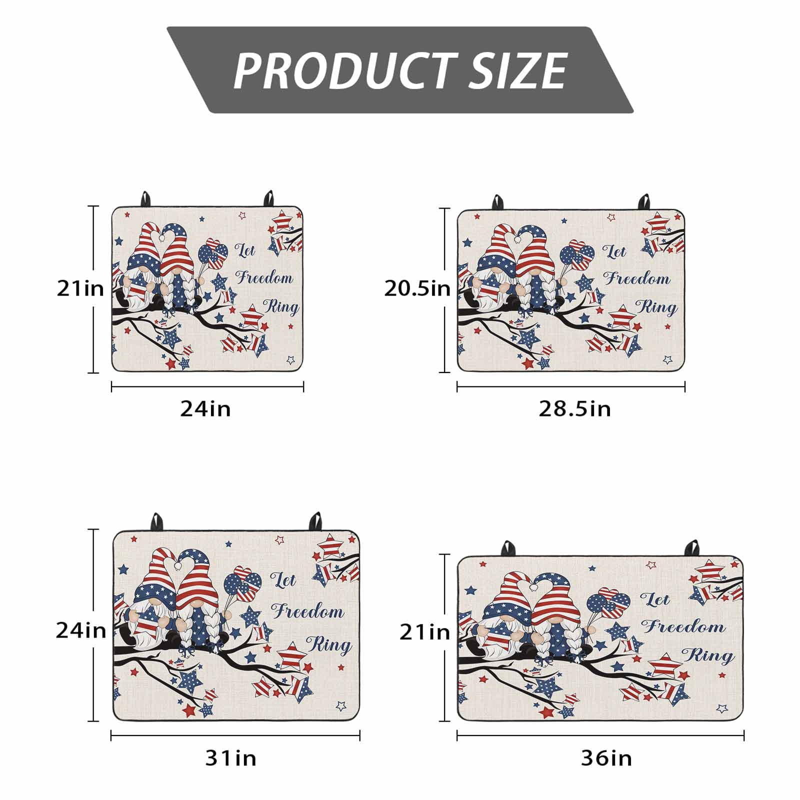 4th of July Stove Top Cover for Electric Stove,Heat-proof & Non Slip Glass Top Stove Cover Protector,Independence Day Gnomes Blue Red Star Tree Rustic Kitchen Flat Cooktop Rubber Mat 28.5x20.5 Inches