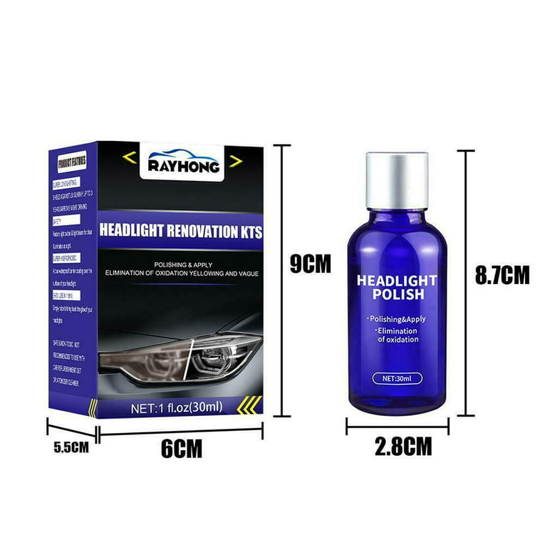 Heiheiup Headlight Cleaner Headlight Kit Liquid Cleaning10/30/50ML Car  Polish Renewals Headlight Cleaning Supplies Set Of Solution With Sponge  CCoth Car Protective Film 