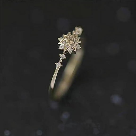 Simple Golden Snowflake Diamond Ring
