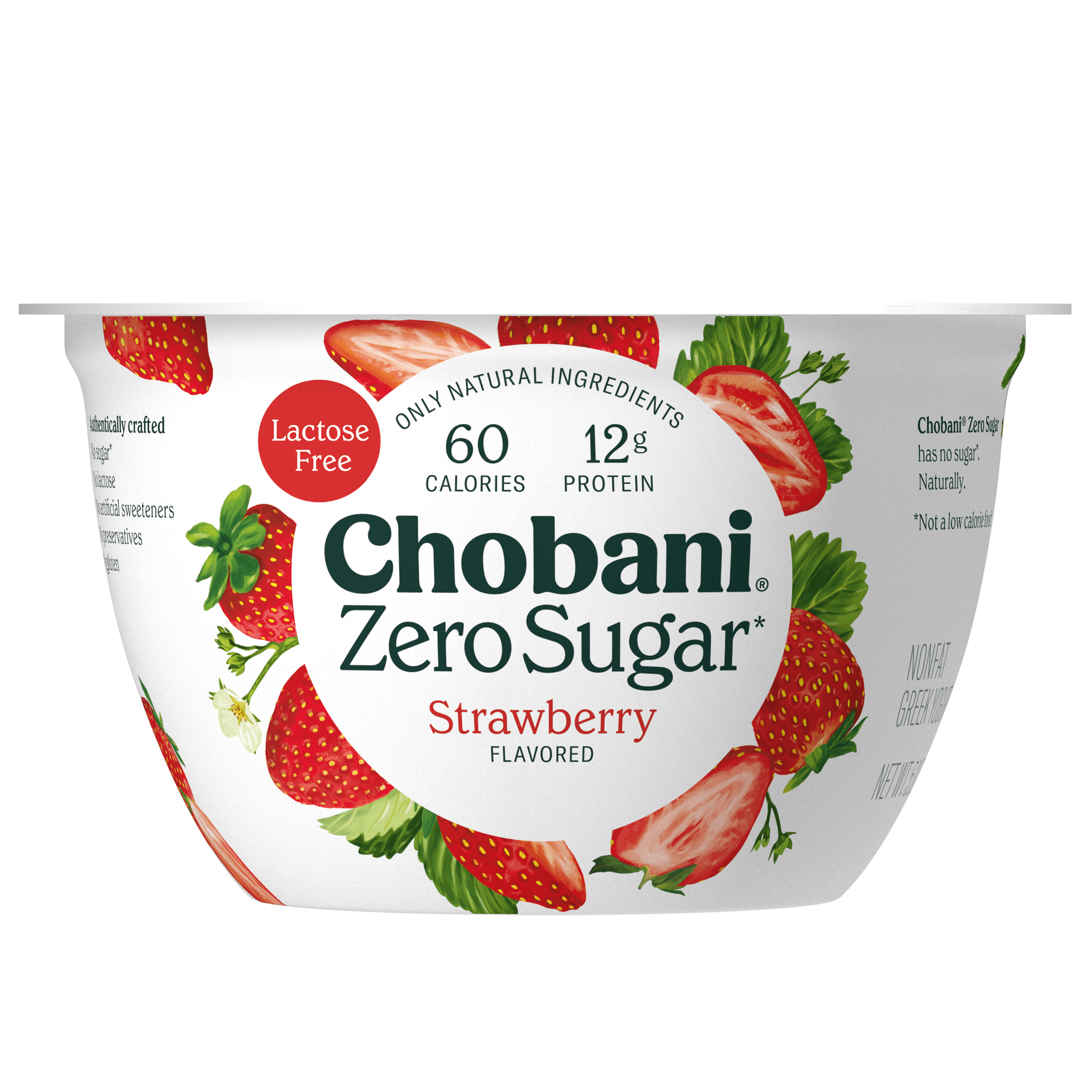 Chobani Zero Sugar Non-Fat Greek Yogurt Strawberry 5.3 oz Cup