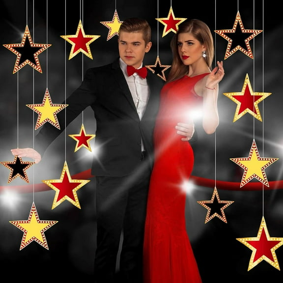 FRCOLOR Assorted Color Star Decorations for Festival Movie Night Photo Booth Props and Party Decorations 18 Sheets Coated Paper