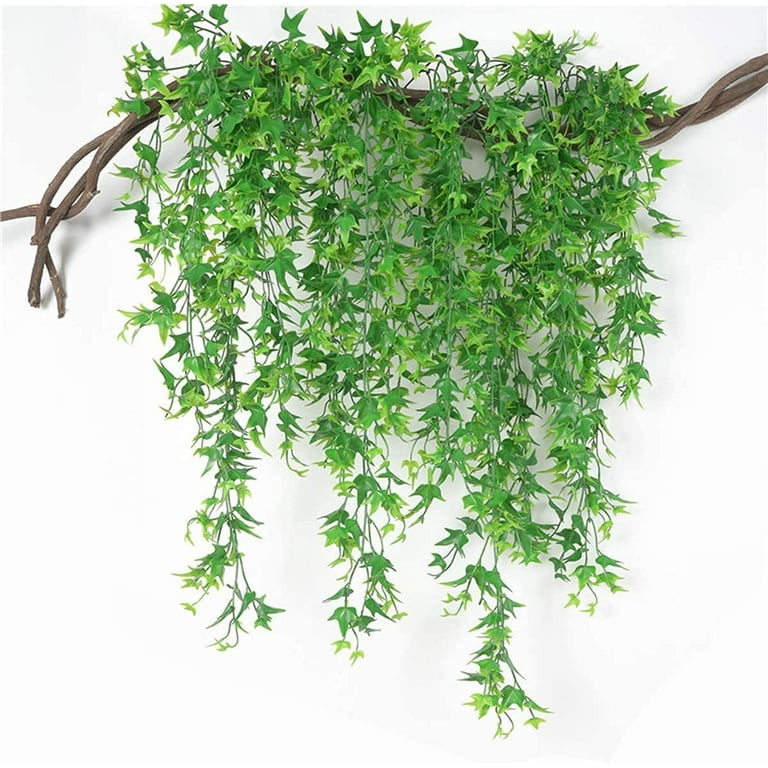 Sinhoon Fake Hanging Plants Artificial Vine, Plastic Ivy Greenery Christmas  Garland Faux Vines Grass Flowers Leaves Home Garden Outdoor Indoor Party  Wedding DIY Wall Decor Decoration - Green 4 Bundles 