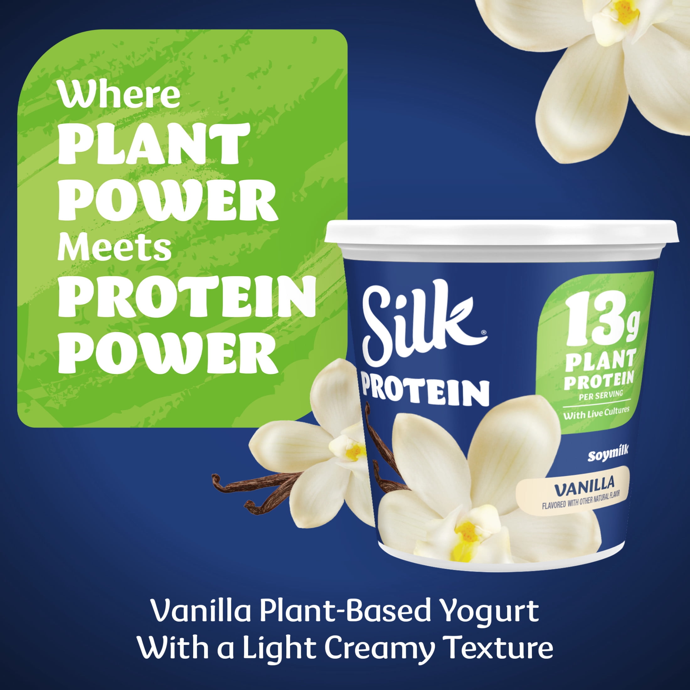 Silk Protein Vanilla Soy Milk Yogurt Tub, Plant-Based with 13g Protein, 4g Fiber, 24 oz