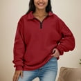 thumbnail image 5 of Povozer Women's Half Zip Oversized Sweatshirts Fleece Long Sleeve Hoodies Casual Sweaters(RD2,XL), 5 of 5