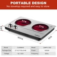 thumbnail image 4 of Cusimax Plaque Chauffante Portable Cuisinière Électrique de Comptoir Double Brûleur avec Contrôle de Température Réglable et Pieds en Caoutchouc Antidérapants, Surface de Cuisson 7,4” pour Dortoir Bureau Maison Camp, Compatible avec Toutes les Cuisinières, 4 of 8