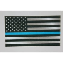 Reflective US Flag Decal with Thin Blue Line for Cars & Trucks, 5.5 x 3 inch American USA Flag Decal Sticker Honoring Police Law Enforcement 3M Vinyl Window Bumper Tape (1 Pack)
