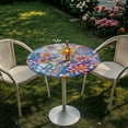 thumbnail image 3 of SEANATIVE 2 Pieces Round Table Covers with Elastic Edged 24 x 24 Inch Cocktail Tablecloths Decorative High Top Table Cloth Table Decorations for Banquets Celebrations, Boho Flower Pattern, 3 of 7