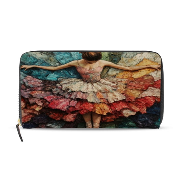 Qxltty The Elegant Ballet Women's Leather Wallet Fashion Retro Multi Card Holder with Cell Phone Pocket Mothers Day Gifts