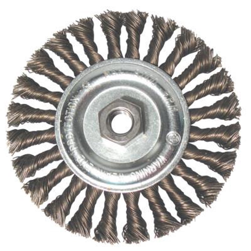 Standard Twist Knot Wheel, 6 in D x 6 in W, .023 in Carbon Steel Wire