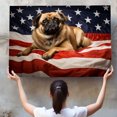 thumbnail image 4 of Pekingese Dog with American Flag Canvas Wall Art Dog Pictures for Wall Decor Red White Blue Flag of USA Patriotic Painting Print for Living Room Bedroom Office Ready to Hang, 4 of 4