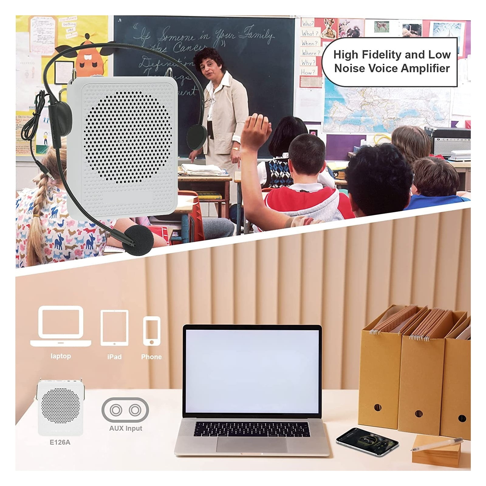 Portable Voice Amplifier With Wired Microphone Headset & Waistband Mini Personal Speaker Mic Recharable Teachers ,High Sound
