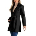 thumbnail image 5 of INSPIRE CHIC Women's Classic Stand Collar Long Sleeve Winter Belted Long Coat S Black, 5 of 9