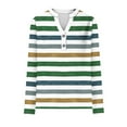 thumbnail image 5 of Women's Trendy Casual T-shirts 2 Button Henley V Neck Tshirts Striped/Plaid Printed Long Sleeve Tops Fall Spring (3XL, Green), 5 of 5