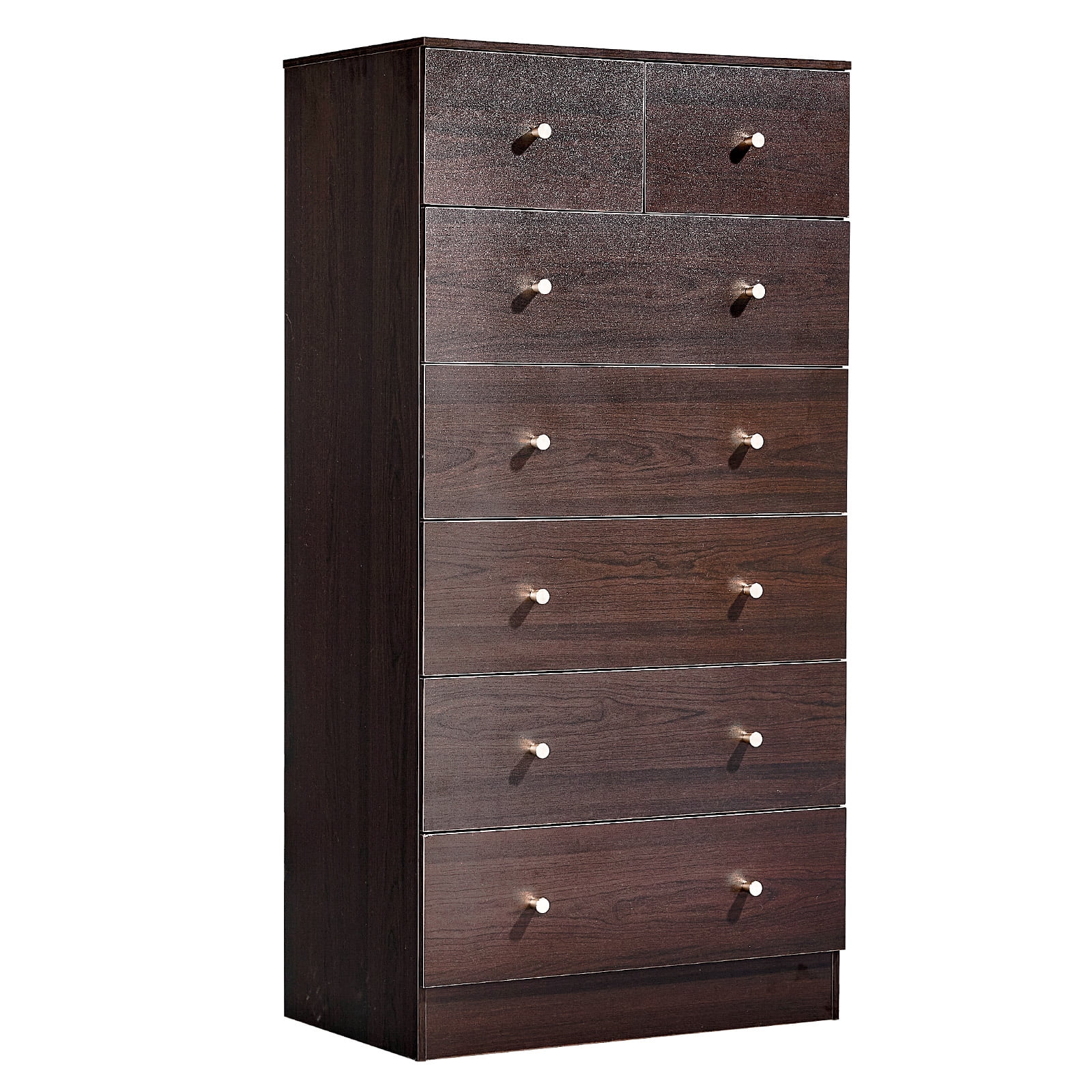 6-Tier 7-Drawer Cabinet with Matte Gold Handles Particleboard Melamine-Coated Storage Cabinet 25.98*15.75*51.57in Brown