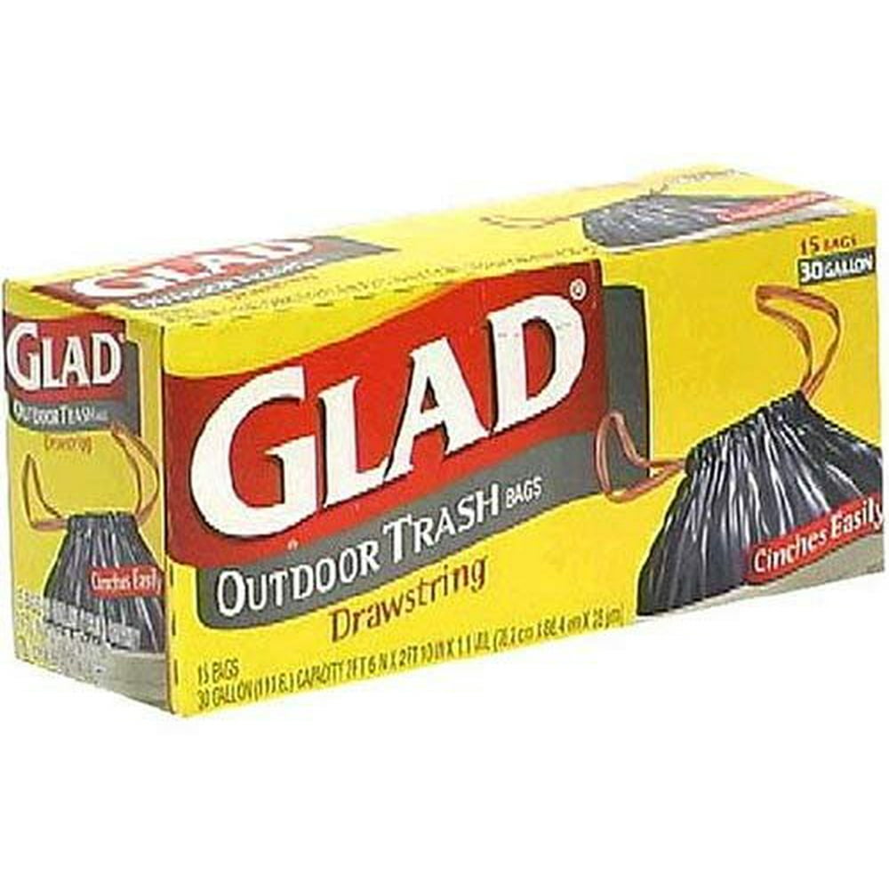 Glad Outdoor Trash Bags with Drawstring, 30 Gallon 15 bags Walmart