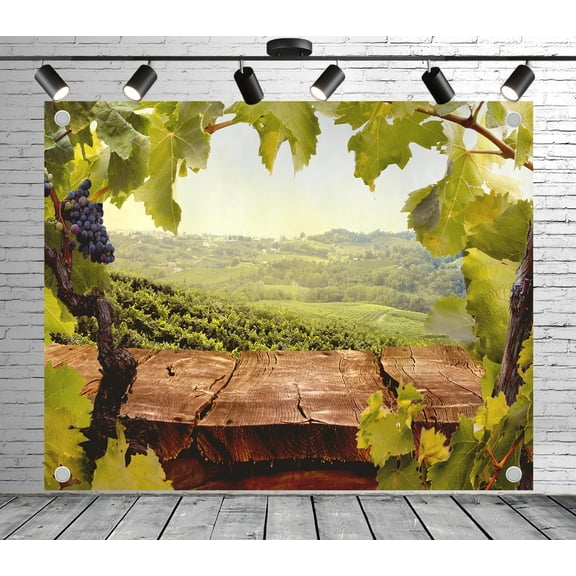 Rustic Vineyard Photo Backdrop | Polyester Fabric Banner Decorative Curtains for Theme Party Wedding Birthday Outdoor Event Studio Props