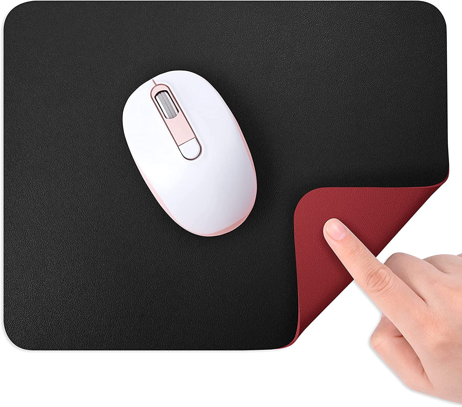 Mouse Pad, DoubleSided PU Leather Small Round Mousepad 10.2 x 8.7 Inch