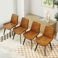 thumbnail image 2 of Set of 4 Modern Brown Faux Leather Chairs with Sturdy Metal Legs Comfort Style for Dining Room, 2 of 9