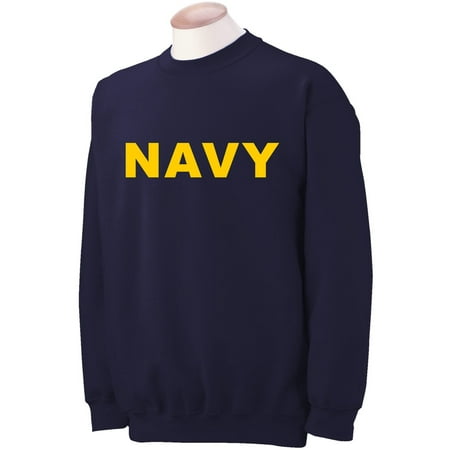 Printed Crewneck Sweatshirt - Navy NAVY Crewneck Sweatshirt with Gold print