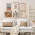 thumbnail image 2 of PixonSign Framed Canvas Print Wall Art Set - Mid-Century Paint Stroke & Humanities Pattern - Set of 6 Minimalism Abstract Geometric Poster Cultural Art Wall Décor - 11"x14"x6 Natural, 2 of 5