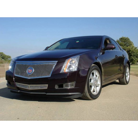 2008-2013 Cadillac Upper Class Main Grille, Polished, 1 Pc, Replacement, Full Opening Design with Recessed Logo - PN #54197