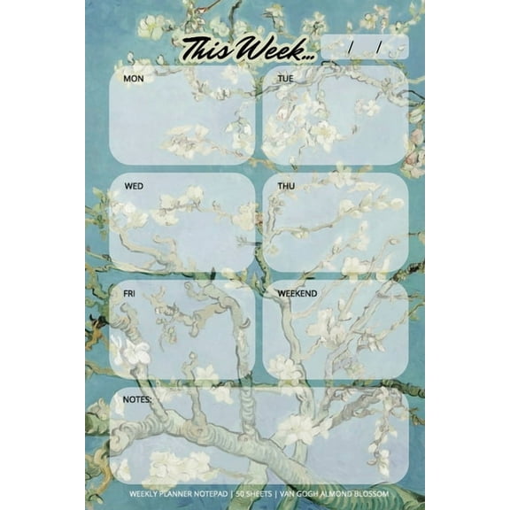 Weekly Planner Notepad: Van Gogh Almond Blossom, Daily Planning Pad for Organizing, Tasks, Goals, Schedule, (Paperback)