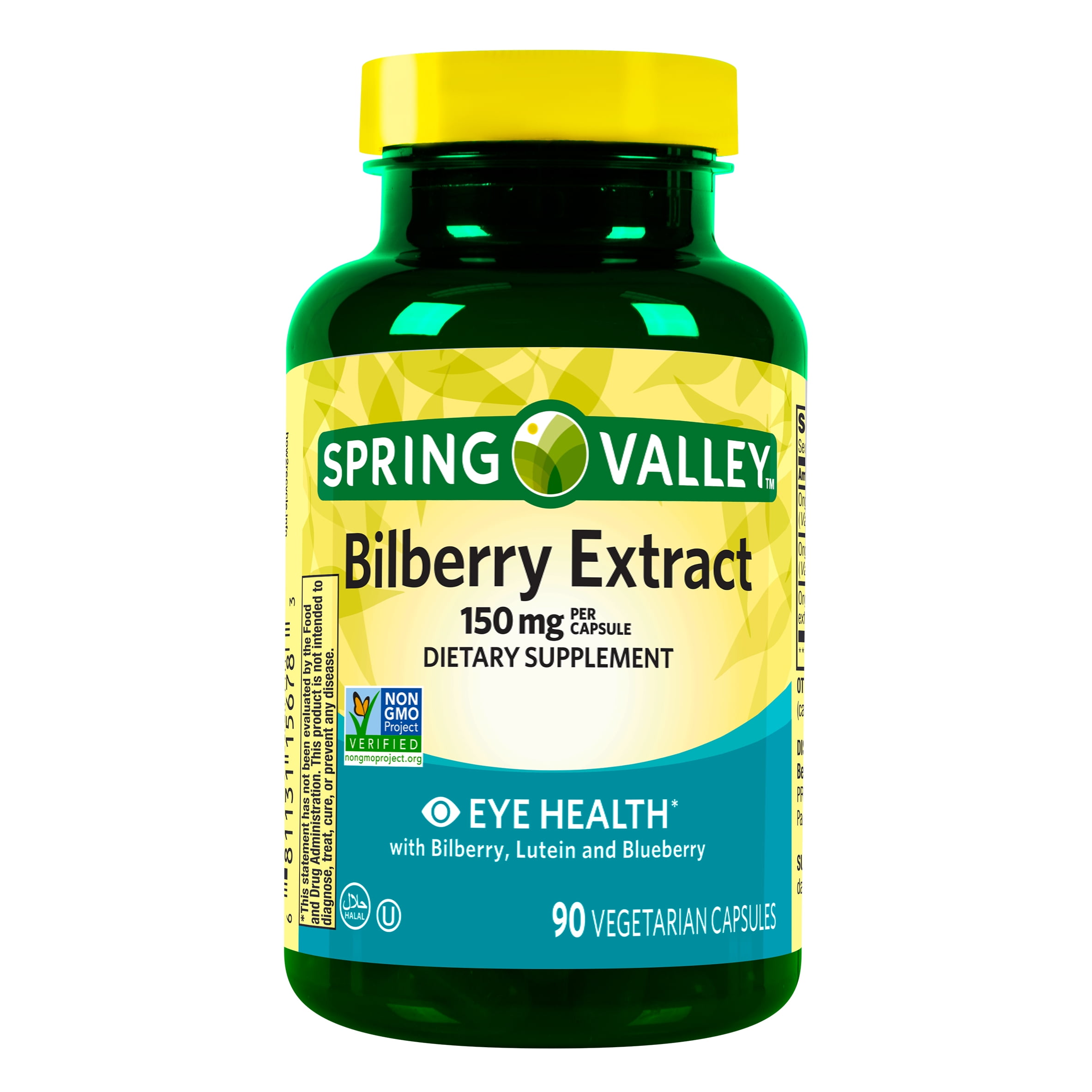 Spring Valley Bilberry Extract Vegetarian Capsules, 150 mg, 90 Count