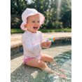 thumbnail image 4 of BemeyourBBs Toddler Baby Girl One-Piece Swimsuit with Sun Hat Set Infant Girls Bathing Suit Long Sleeve Rash Guard Flower Bow Print Ruffled Swimwear Summer Beach Wear, 4 of 9