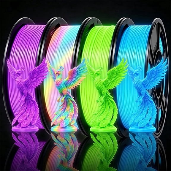 Multicolor Luminous PLA 3D Printer Filament, Glow in The Dark Filament 1.75mm, 4 Spools 250g Each 3D Printing Filament Bundle