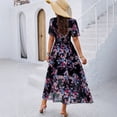 thumbnail image 5 of Women's Spring/Summer New Elegant Printed Waist-Slimming Short-Sleeve Chiffon Dress, 5 of 5