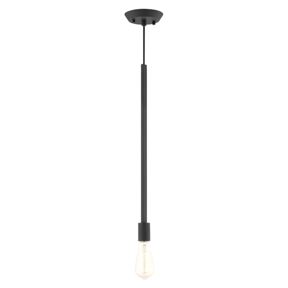 45831-04 Livex Lighting Prague - 1 Light Pendant in Industrial Style - 5.13 Inches wide by 24.5 Inches high-Black Finish -Traditional Installation