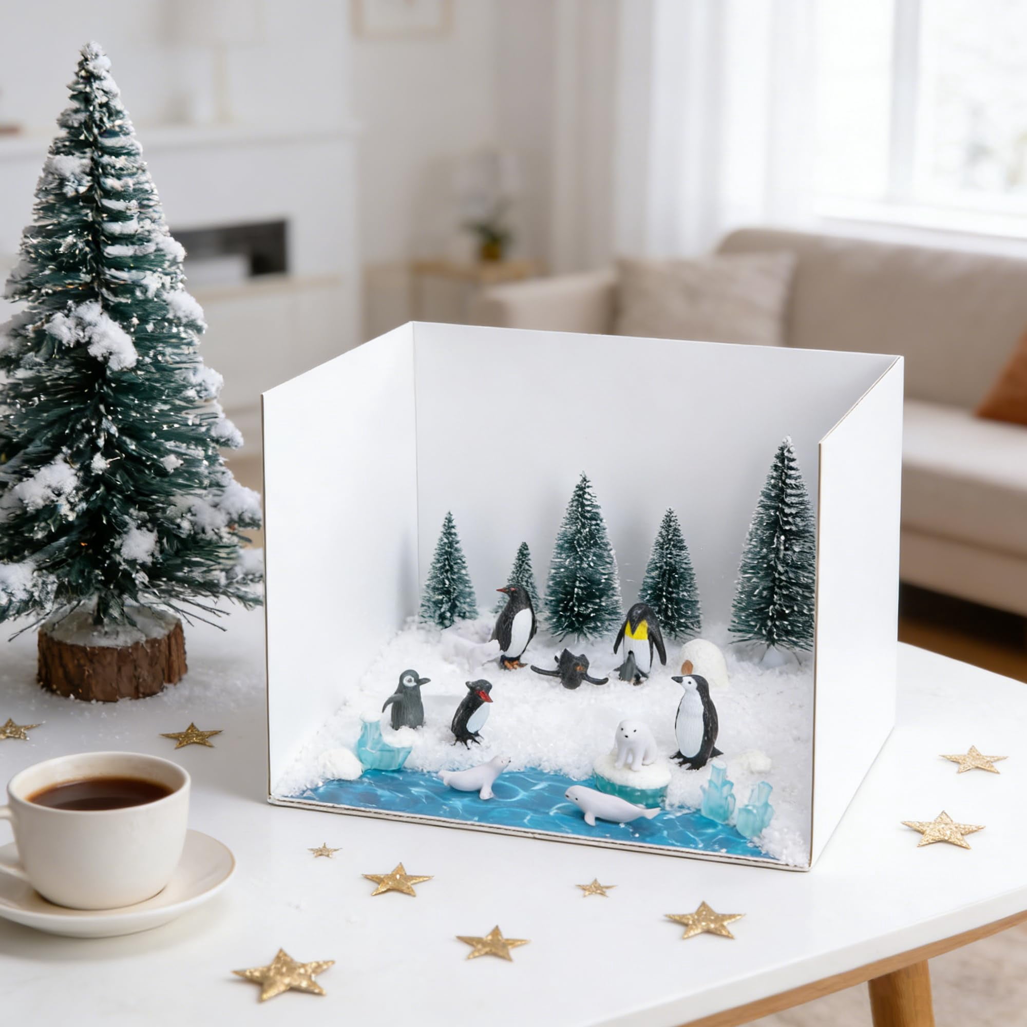 Ebaokuup 30 Pcs Arctic Animal Diorama Kit with Polar Bear & Penguin for Crafts