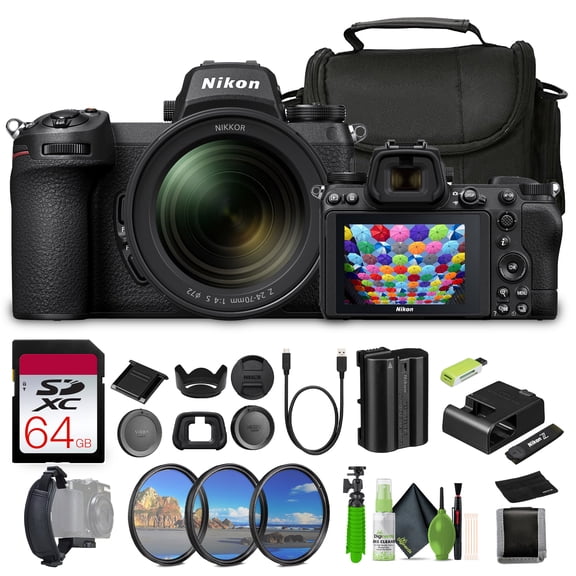 Nikon Z7 II Mirrorless Camera 45.7MP Full Frame with 24-120mm f/4 Lens 4K Video Bundle 64GB Card Tripod Filter Kit (International Model)