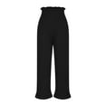 thumbnail image 4 of Besolor Women's Wide Leg Ribbed Knit Pants High Waist Elastic Palazzo Sweater Pants Solid Color Soft Lounge Trousers Black, 4 of 7