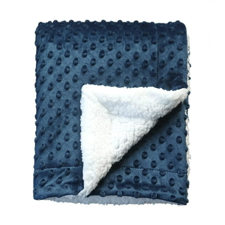 CREVENT Cozy Soft and Warm Sherpa Baby Blanket for Infant Toddler s Crib Cot Stroller Gift for Baby Girls All Season Use(30 X40 Navy Dot)