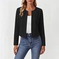 thumbnail image 3 of Puyaiuu Women Open Front Long Sleeve Gold Button Slim Fit Cropped Blazer Jacket Black XL Gift, 3 of 6