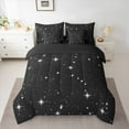 thumbnail image 3 of Feelyou Glitter Star Galaxy Bedding Comforter Set 7pcs, Mystic Starry Sky Queen Bedding Sets, Black White Reversible Queen Sheet Sets, Ultra Soft Home Decor, 3 of 7