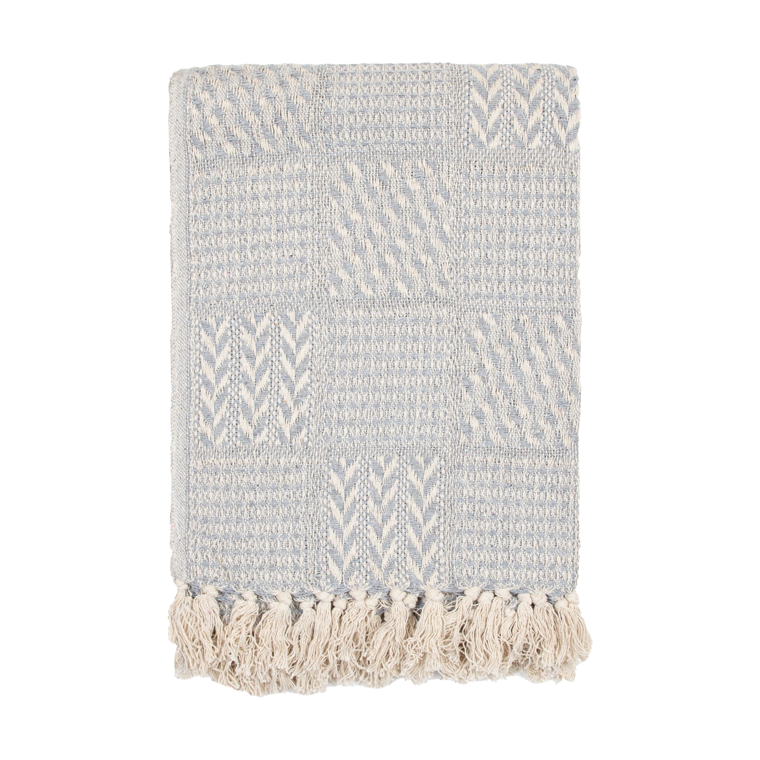 Arkwright Cotton Throw Blankets (Pack of 12), Eco-Green, Decorative Block Pattern, 4 Fixed Colors in a Pack, 50x70 in.