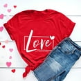 thumbnail image 2 of Women's Valentine's Day T-Shirt Cute Heart Letter Print Tee Shirts Crewneck Short Sleeve Basic Top, 2 of 7