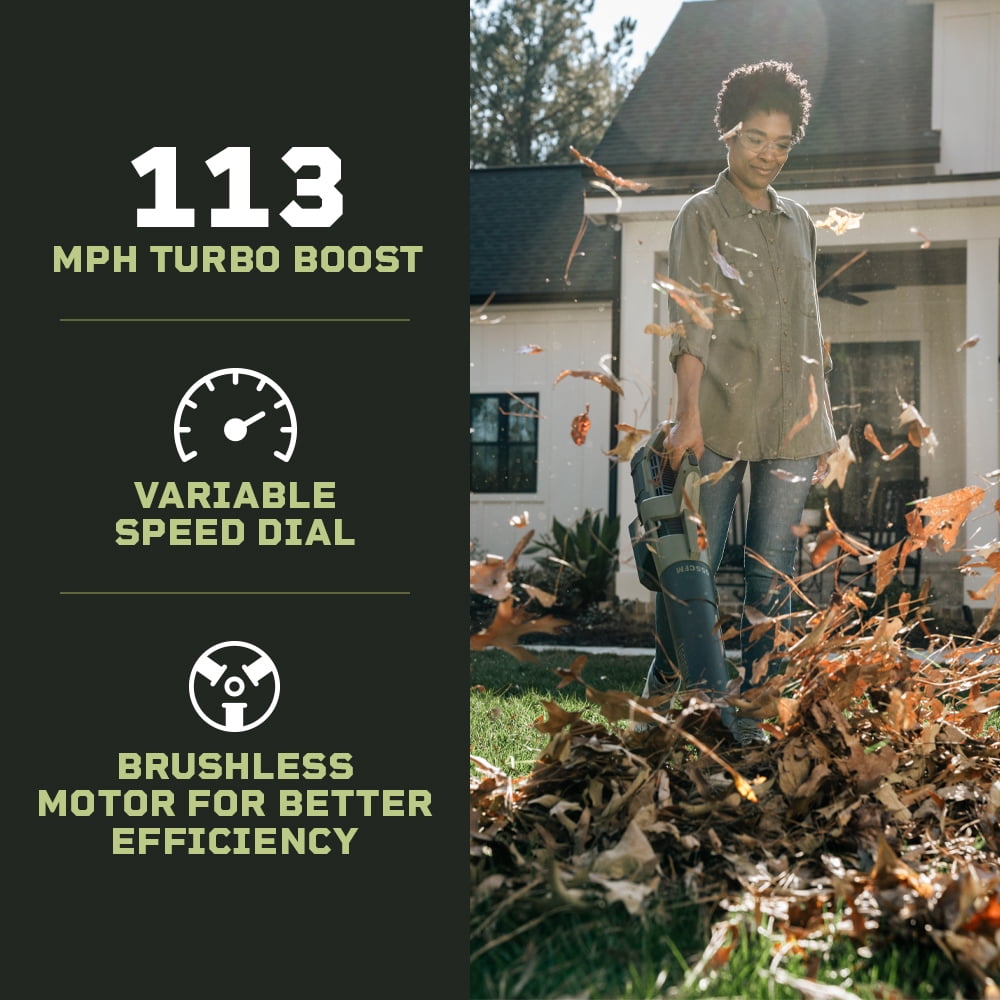 Green Machine 62V Cordless 600 CFM Leaf Blower with 4.0 Ah Battery and Rapid Charger