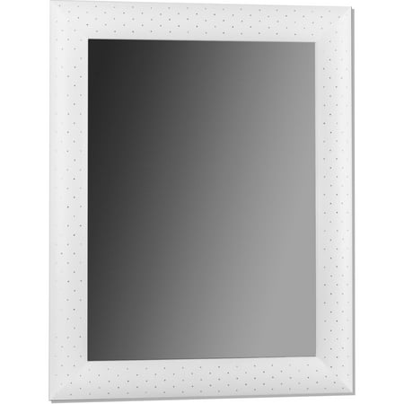 Agm Home Cp Wall Mirror With Wood Frame Covered In Ecp Leather Swarovski Crystals