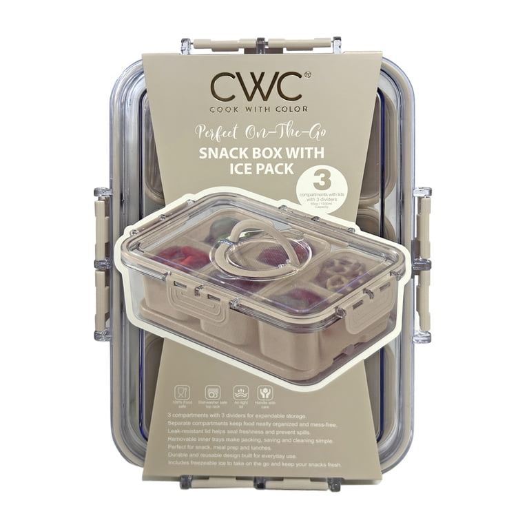 Cook with Color 4-Compartment Snack Box Food Storage Carrier and