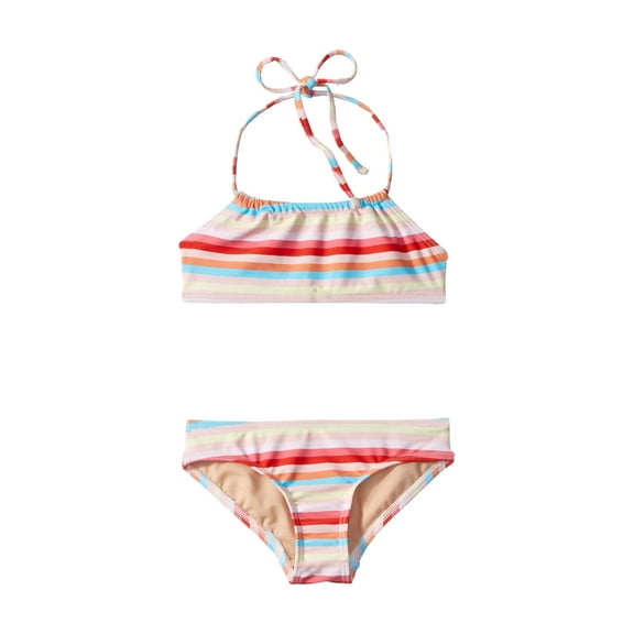Toobydoo Girl's Bandeau Bikini Set (Toddler/Little Kids/Big Kids) Multicolored Stripe 2 11/12 Big Kids